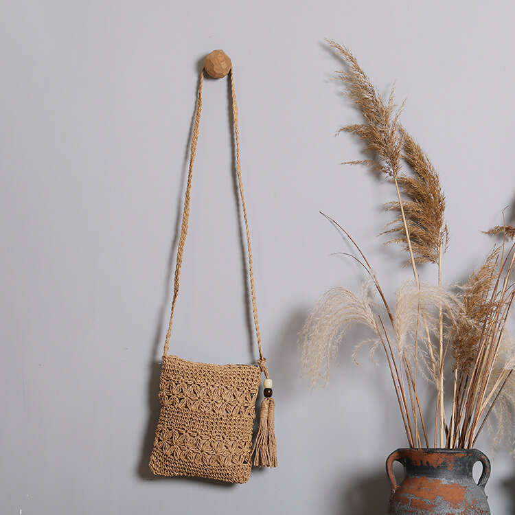 Handmade Beach Bag 2024 New Fashion Women's Single Shoulder Diagonal Straddle Grass Woven Bag Instagram Style Kq2