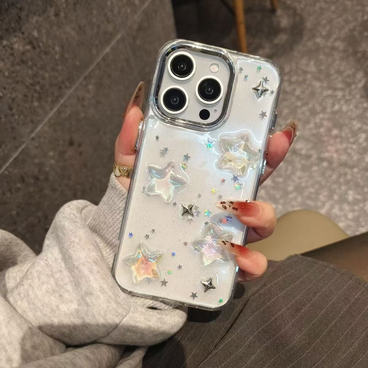 Pentagram Transparent Phone Case Compatible with iPhone 17 Pro Max High-End vogue protective case iPhone 16/15