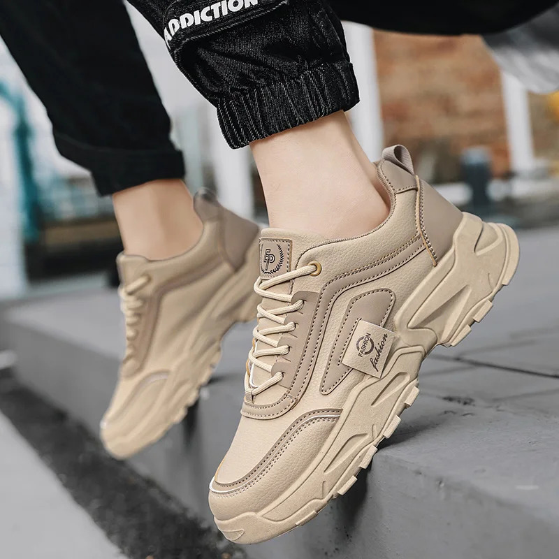 Fashionable Mens Casual Thick soled Sports Shoes Embossed Training Shoes Student Hiking Shoes Mens Vulcanized Shoes 250411