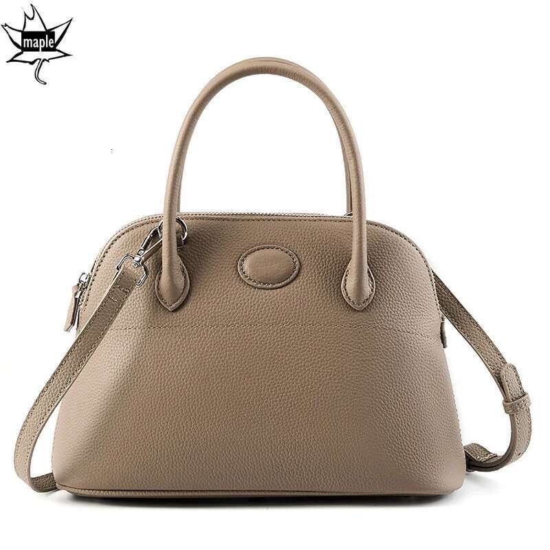 Designer Bag New Simple Fashion Shell Tote Leisure High-End Cowhide Leather Women's Handbag Business Office Lady Shoulder Bag Kakhi