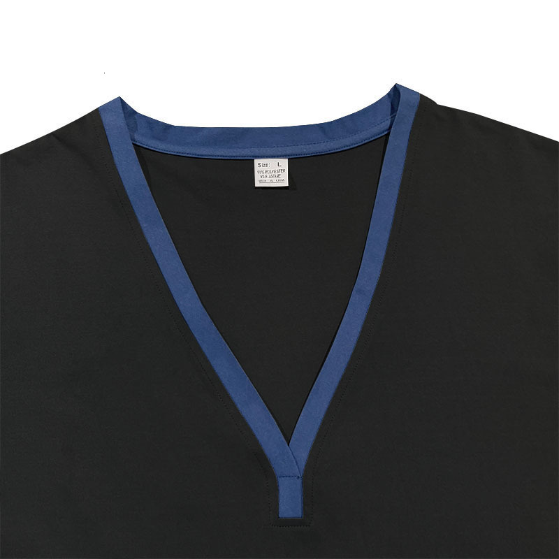 2025 American style spring and summer short sleeved Henry shirt men's V-neck contrasting color top casual slim fit T-shirt