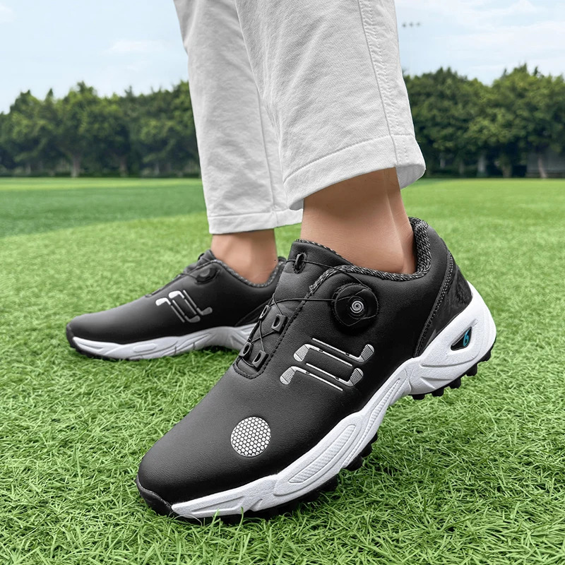 Professional large-sized outdoor leather golf shoes suitable for both men and women black and white mens flat walking sports shoes 250411