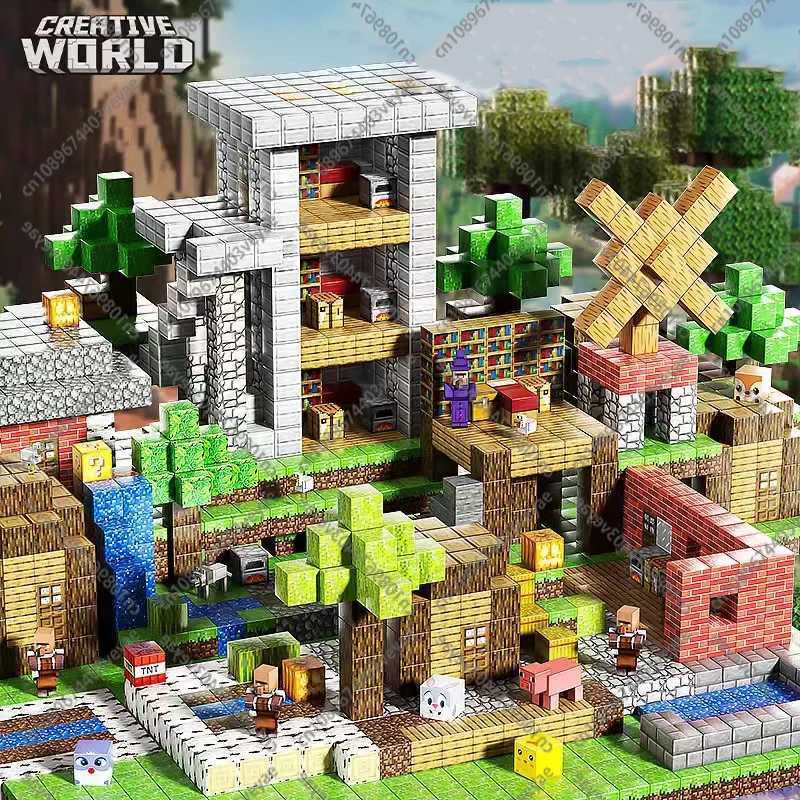 Magnetic Building Blocks Magnetic Cubes Mining World Set Toys STEM Sensors Montessori Stacked Cubes Building Set Birthday Gift W250415