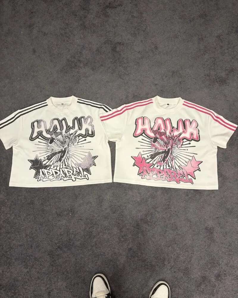 American Brand Haruku Classic Animation Printed Short-sleeved Women Y2k Street Fashion Casual Oversized T-shirt Men