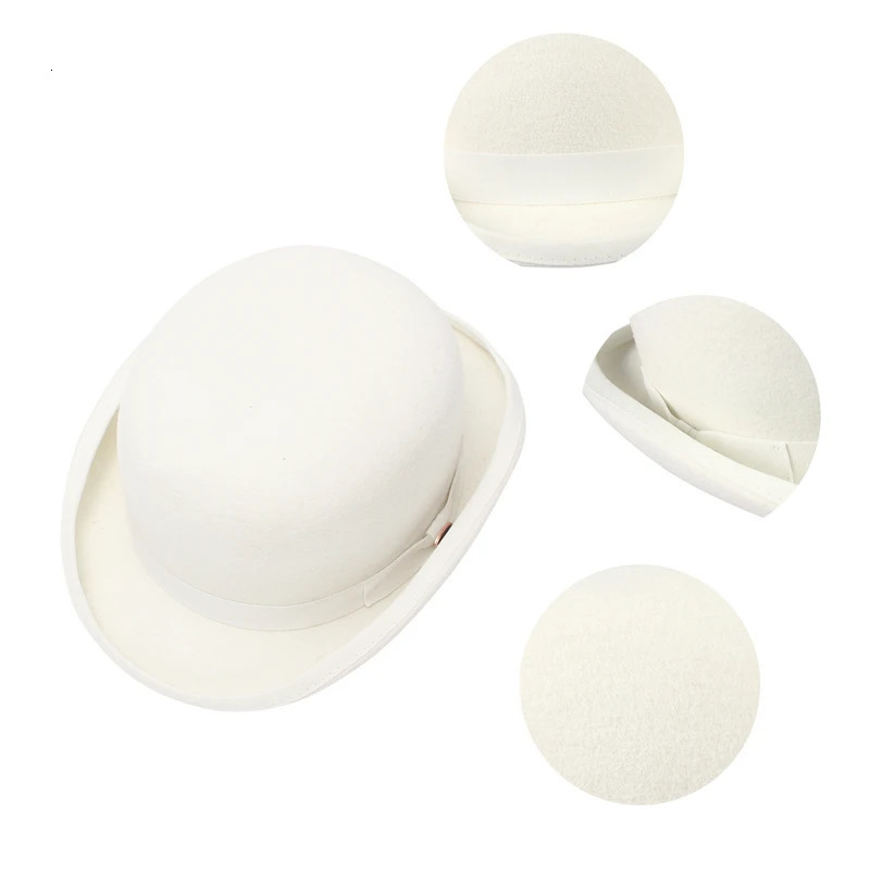 100% Wool Felt Black Derby Bowler Hat for Men Women Satin Lined Fashion Party Formal Fedora Costume Magician Cap 250407