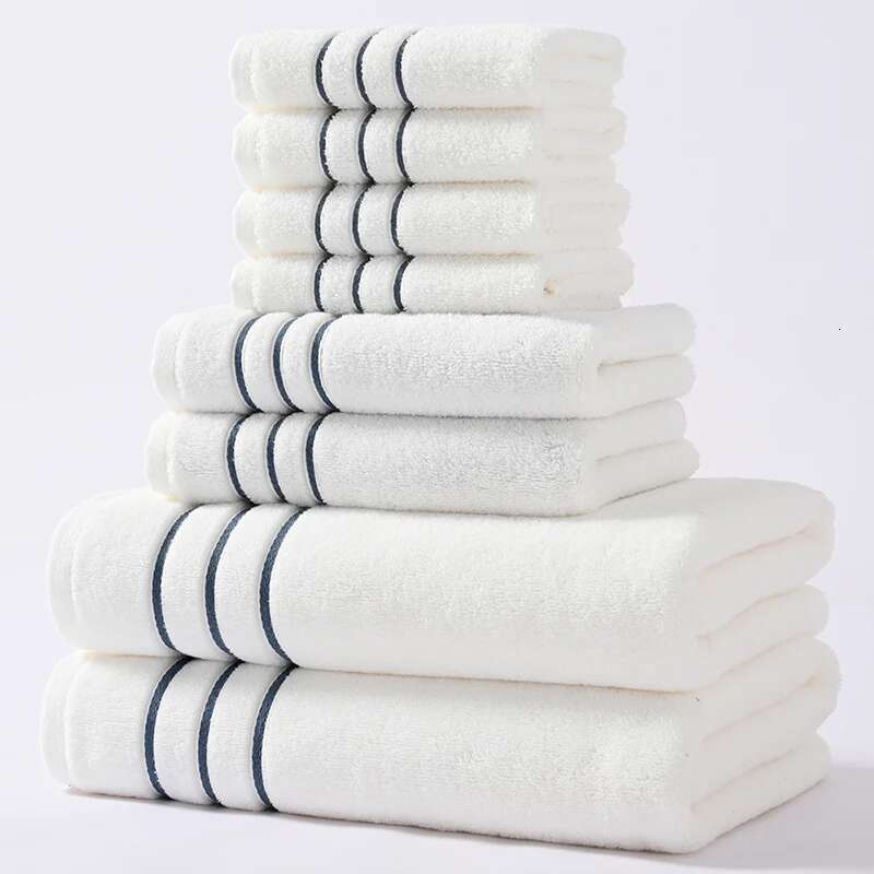 6/8Pcs Set Adult Bathroom Cotton Super Absorbent Wash Hand 2 Bath Towel Hotel Spa Beauty Salon Grey