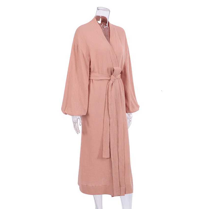 Summer Women Double Gauze 100 Cotton Womens Nightgown Gown Robe Long Sleeve Cardigan Gown Morning Gown Pajamas Home Clothes C2511150