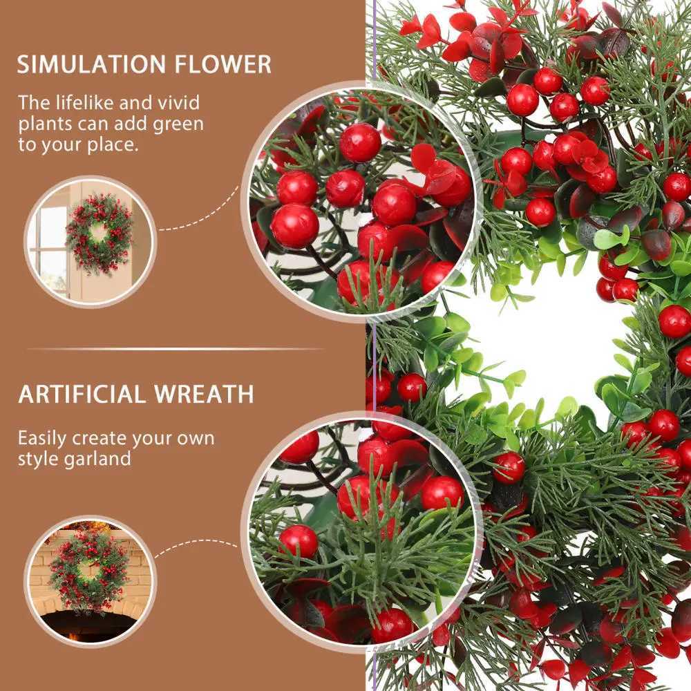 Christmas Tree Winter Berry Wreath Large Eucalyptus Garland Simulation Leaf Door Hanging Window Prop Christmas DecorM251115