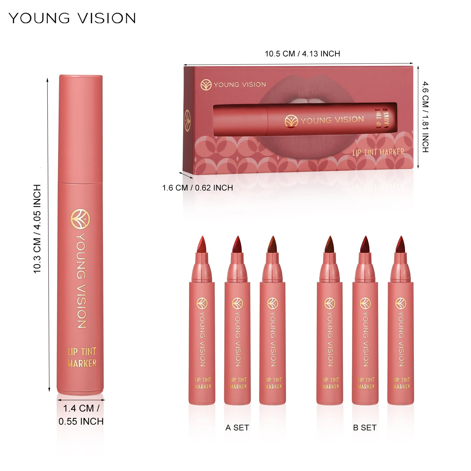 3pcs/ set Lip Tint Marker Liquid lipstick Nude Matte Shades Lip Liner and Stick 2-in-1 Durable waterproof Christmas gift 251111