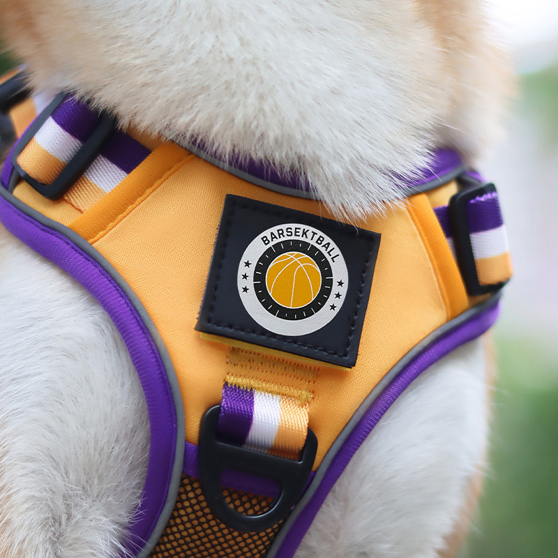 Basketball Style Dog Harness No Pull with 2 Leash Clips, Adjustable Soft Padded, Reflective Oxford No Choke Pet Vest with Easy Control Handle for Larg
