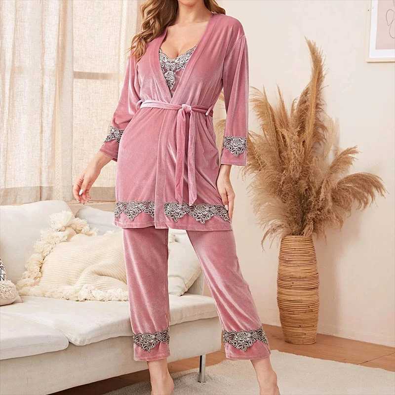 New Style European and American Sexy Multicolor Loungewear - Fashionable Comfortable Lace-trimmed Pajamas with Robe C251115