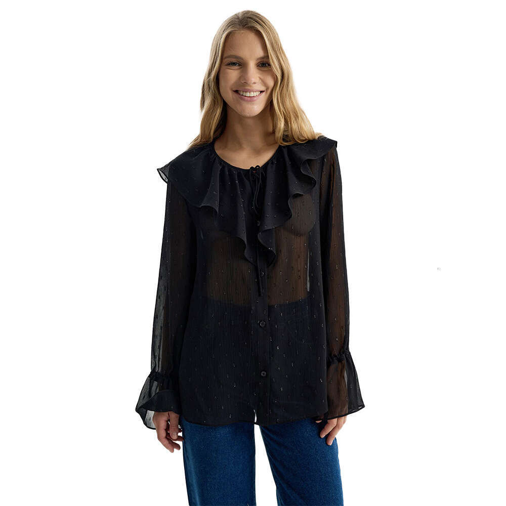 hoodie Mmwomen's Wear French Sequined For Women, Spring/Summer New Style, Lace Up Long Sleeved Top, Breathable Chiffon Shirt jacket