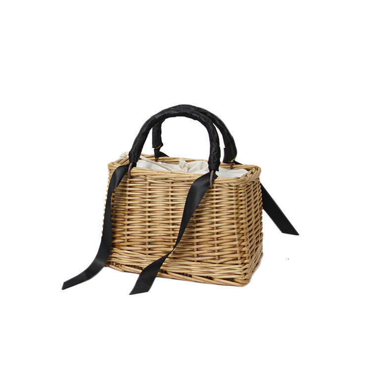 Handmade Beach Bag Summer Portable Small Square Rattan Grass Willow Handmade Woven Women's Bag, Leisure Beach Bag Kq2
