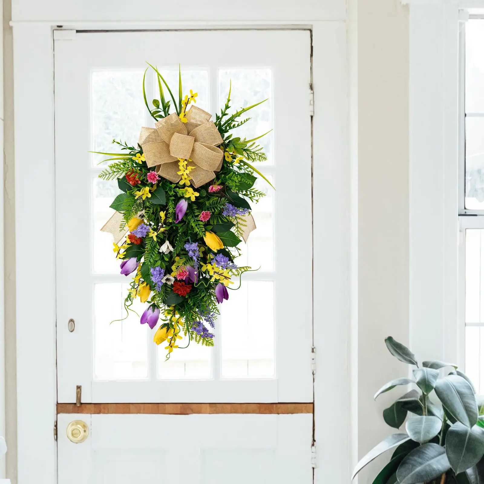 Wedding Tulips Swag Spring Ornament Summer Spring Teardrop Swag Greenery Garland for Hotel Housewarming Home Yard ApartmentM251115