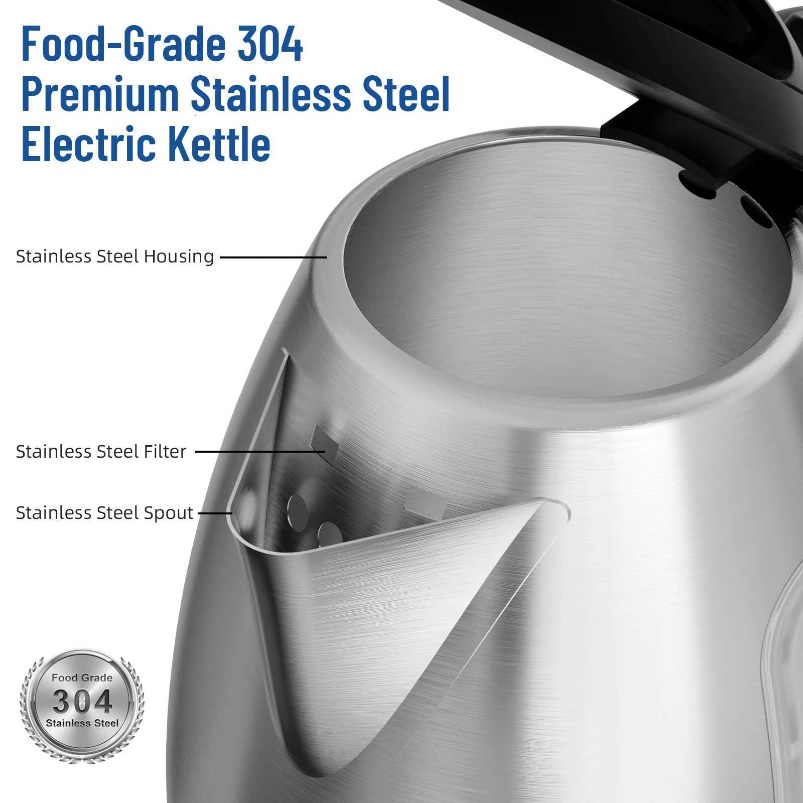Stainless Steel Electric Kettle 18 Liter Tea Kettle Electric Hot Water Kettle 1500W Fast Boil with LED Light Auto Shut-Off Y251114