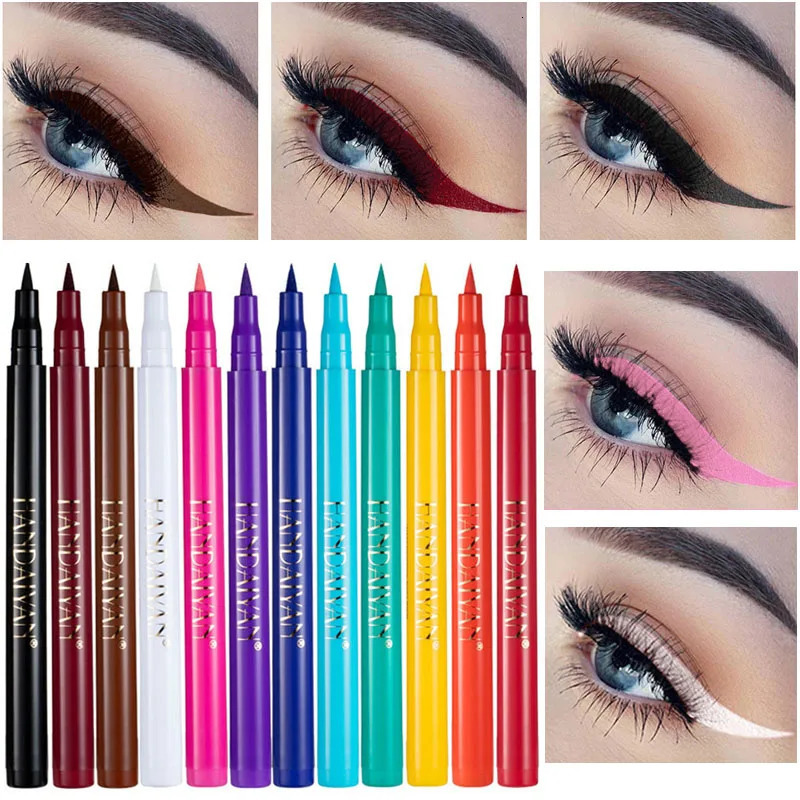 Waterproof 12 Color Liquid Eyeliner Pencil DIY Paintings Eyeliner Easy To Wear Colorful White Yellow Blue Eye Liner Pen Makeup 250414