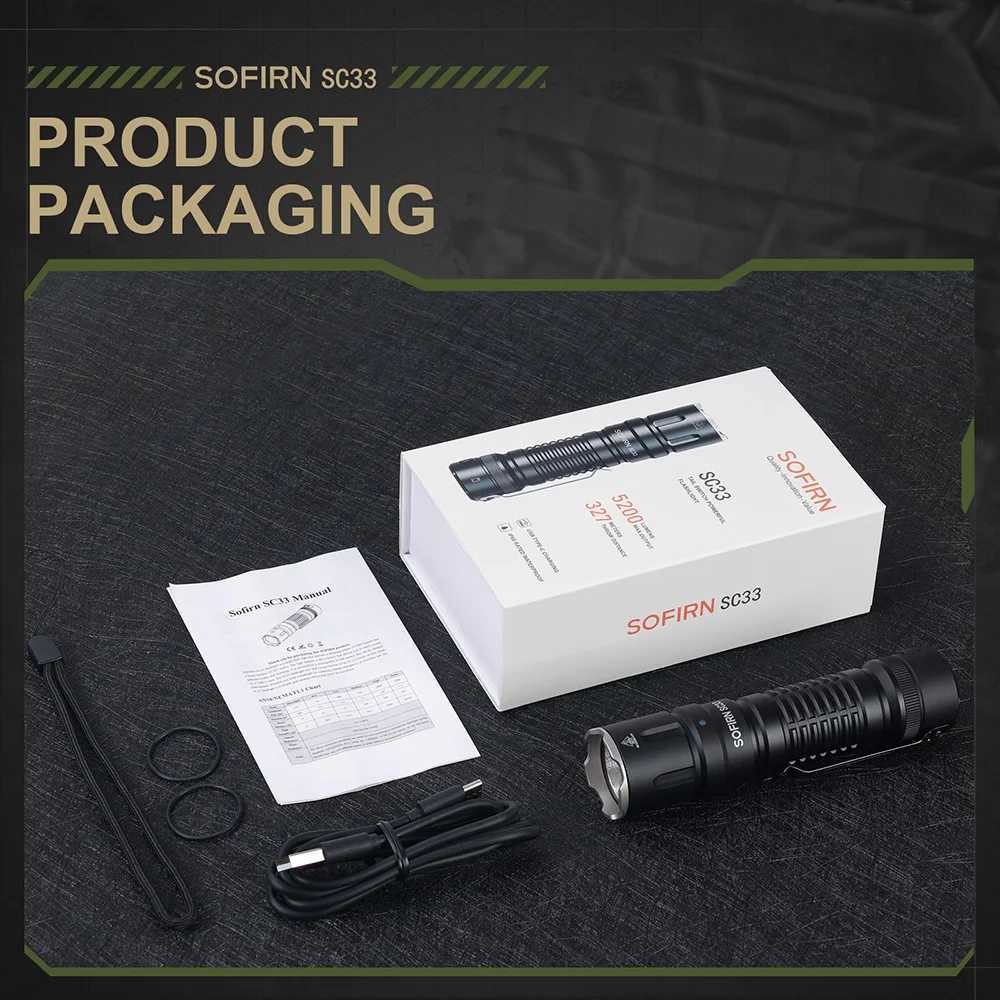 Sofirn SC33 XHP703 HI LED Flashlight Tactical 5200lm Powerful 21700 USB C Rechargeable Torch with Tail E-switch Outdoor Light Z251115