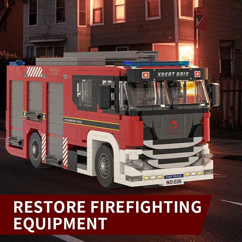 Free shipping 704PCS Fire Truck Building Blocks Ci Engineering Rescue Vehicle Model Bricks Educational DIY Toys Holiday Gifts For Kids