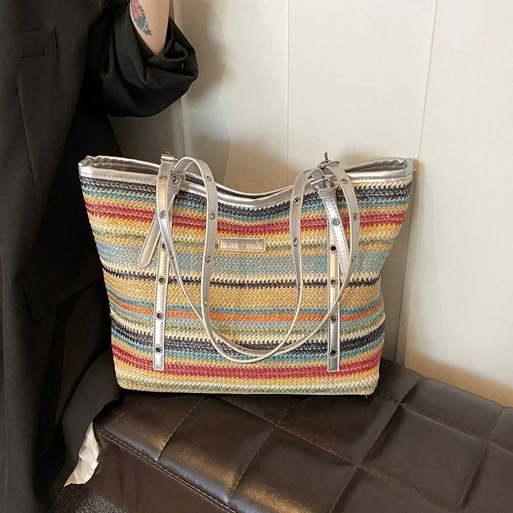 Fashion womens shoulder bag Raffia Boho bag large grass bag Rattan Crochet handbag 2024 summer beach handbag W250415