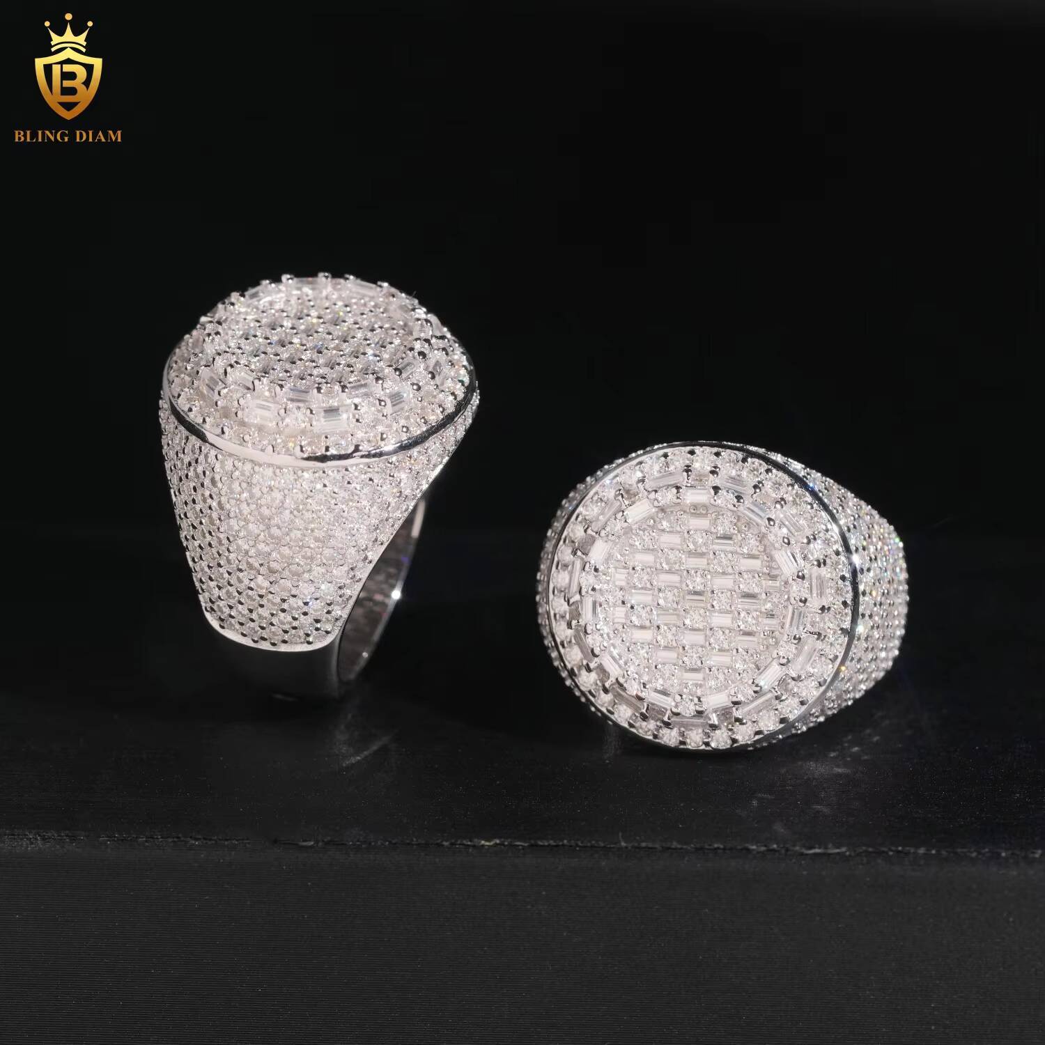 Rapper Hip Hop Custom Iced Out Men Ring VVS Moissanite 925 Sterling Silver Rings Diamond Jewelry Ring