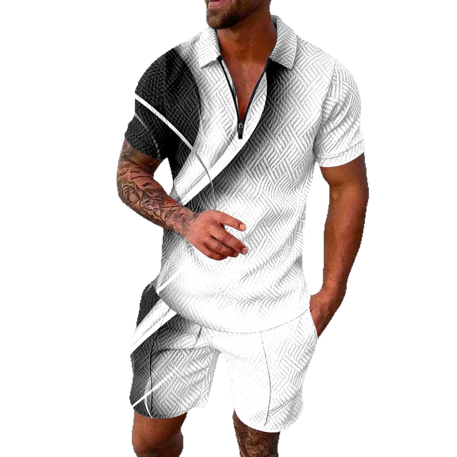 Hot selling summer POLO short sleeved shorts two-piece sports and casual men's set