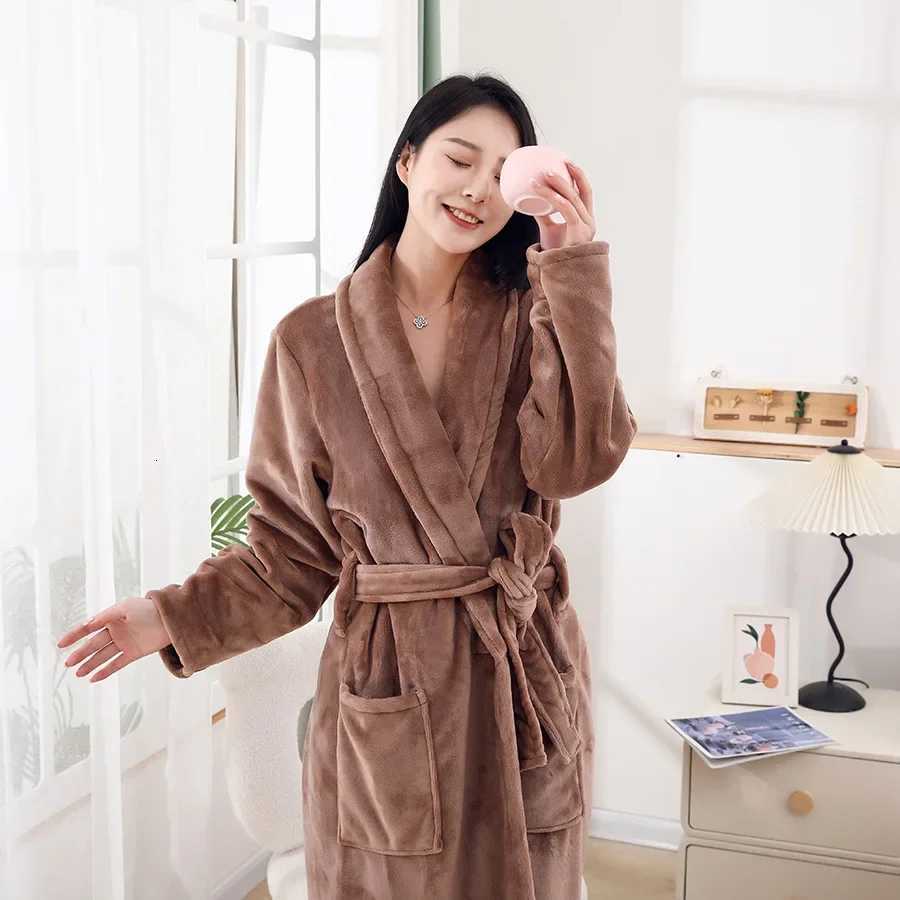 Thicken Flannel Pajama Sleepwear Women Winter Home Clothes Floral Print Fuzzy Coral Middling Couples Bath Gown Robe Sleepwear Wa C251115