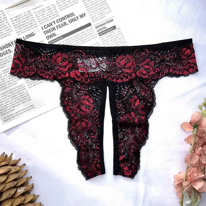 Women's Panties Sexy Crotchless Thongs Invisible Lace Underwear Women Comfortable Intimates Underpants Low Waist Briefs Female Lingerie