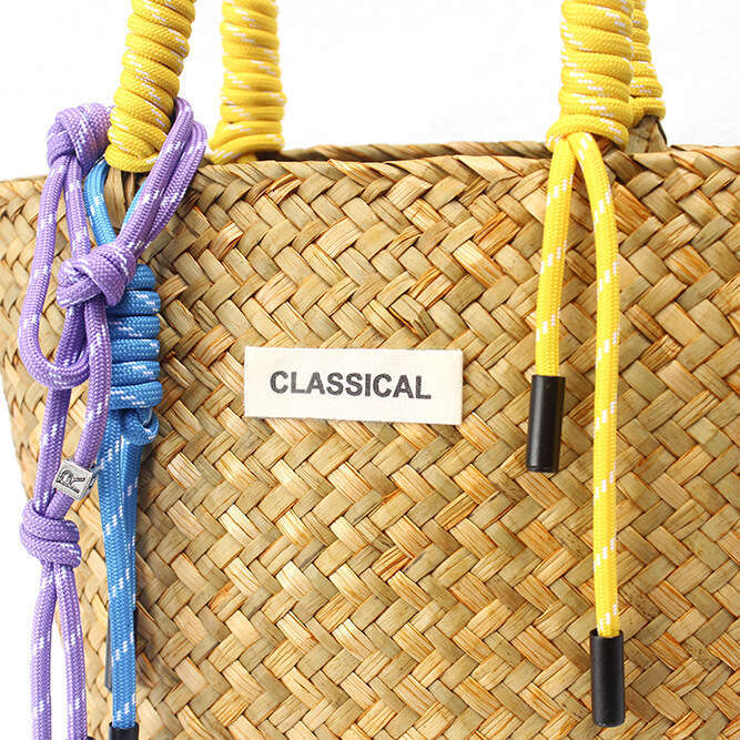 Handmade Beach Bag Straw Handbag, Nylon Hand Vegetable Basket Colorful Decorative Rope, Handmade Woven Bag, Beach Bag Kq2