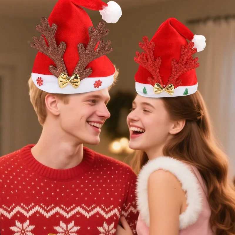 Christmas Hat Velvet Adult Deer Antler Bows Christmas Hats Home Festival Gathering Photography Decoration Props New Years Gift Y251115