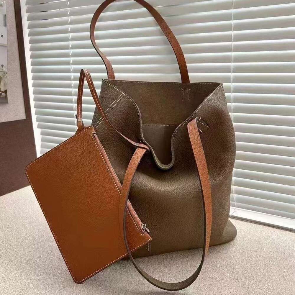 Mm Women's Bags Ultra Simple Style TC Cowhide Large Capacity Tote Baozi Mother Genuine Leather New Commuting Women's Computer Bag