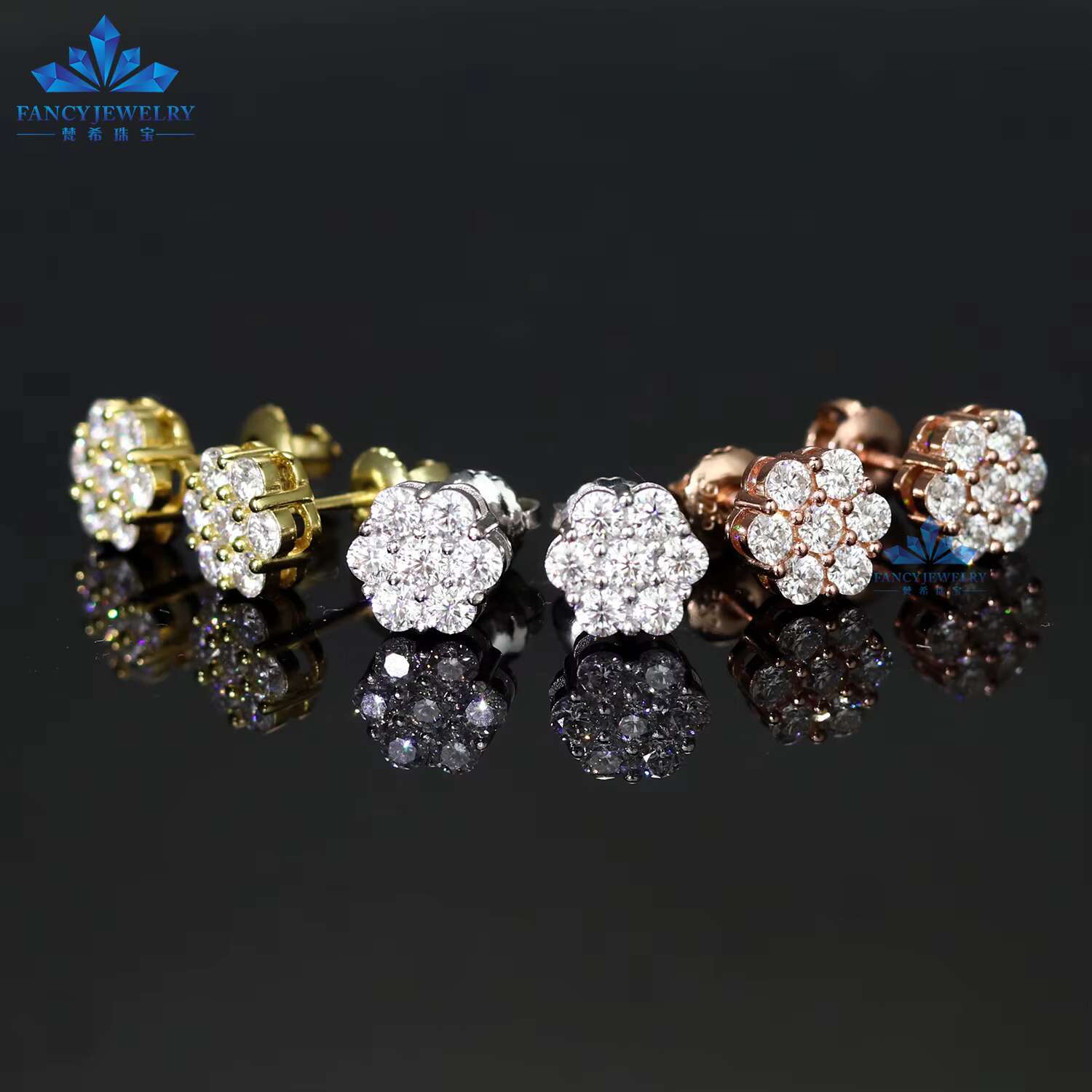NEW 3mm Cluster Flower S925 VVS Moissanite Stud Earrings Fine Trendy Fashion Jewelry with GRA Certificate