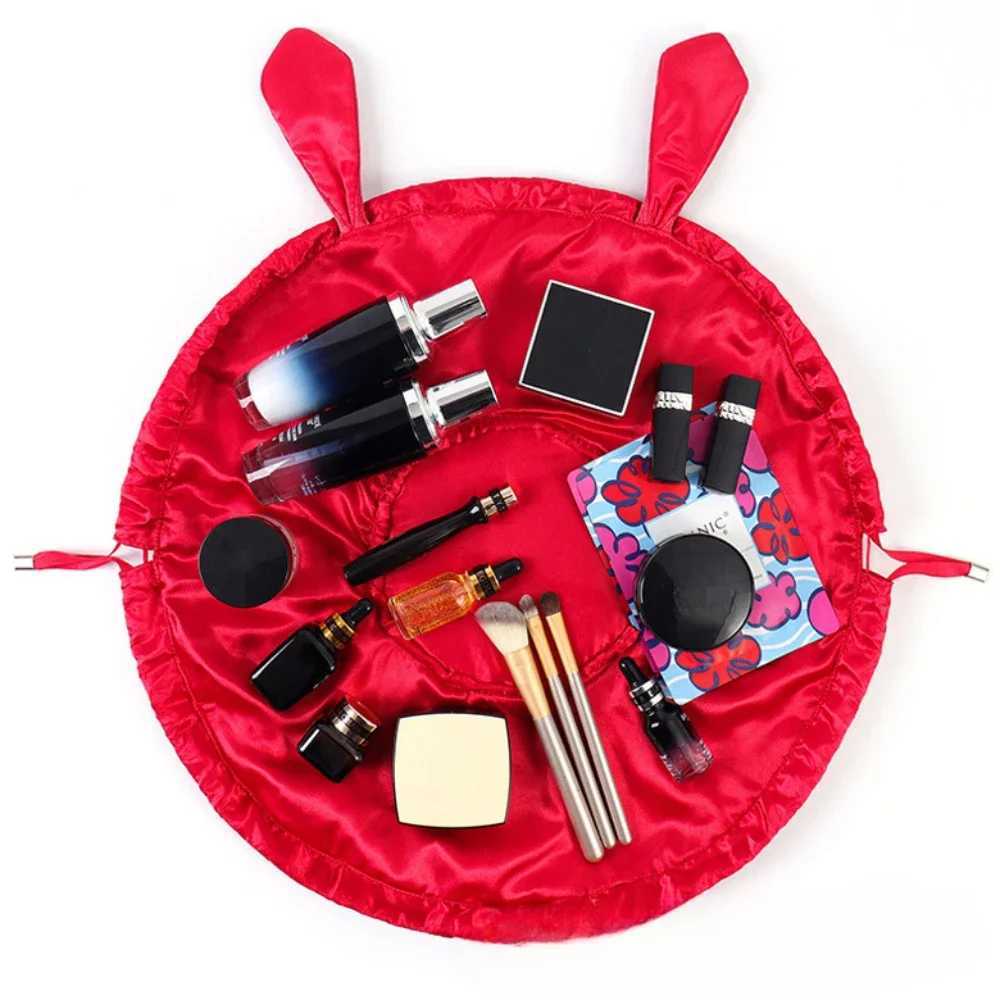 Makeup Bag Round Veet Soft Makeup Bag Drstring Rabbit Ear Travel Makeup Organizer Women Toilet Beauty Storage GiftXJ250415