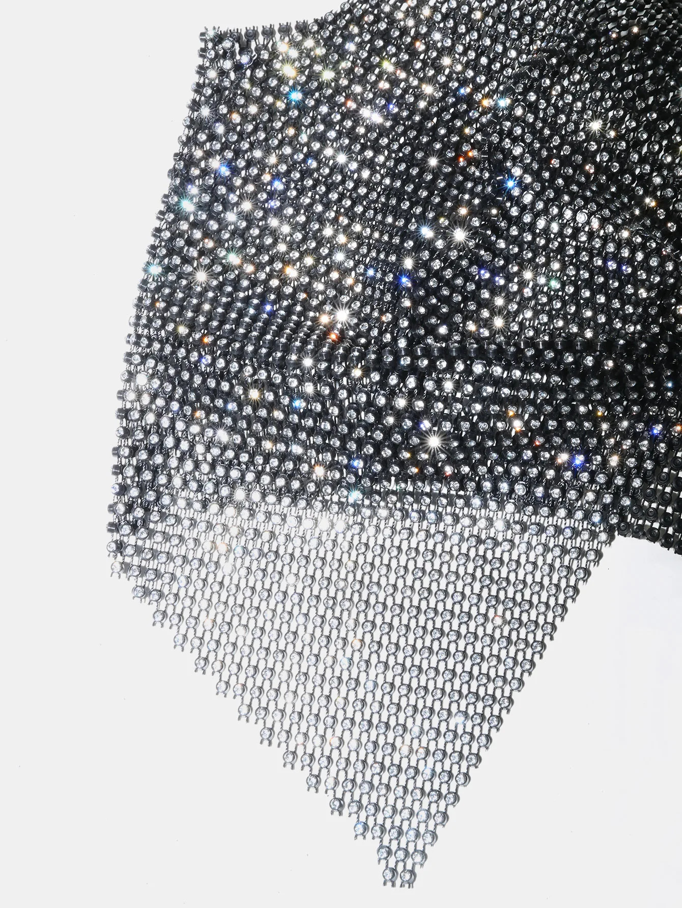 Summer Women Elastic Fishnet Crop Top Glitter Rhinestone Mesh Fine Flash Shoulder Strap V Neck Tank Top Rave Festival Camisole 250415