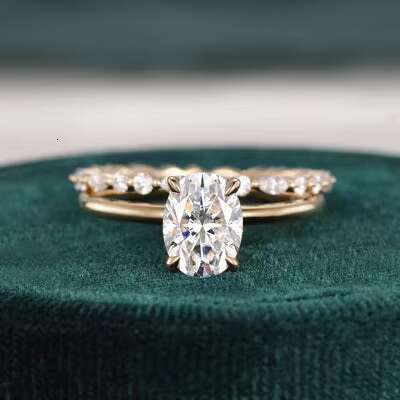 Excellent Quality Luxury Fine Jewelry Wedding Rings Set 18k Gold With Diamond Moissanite Ring