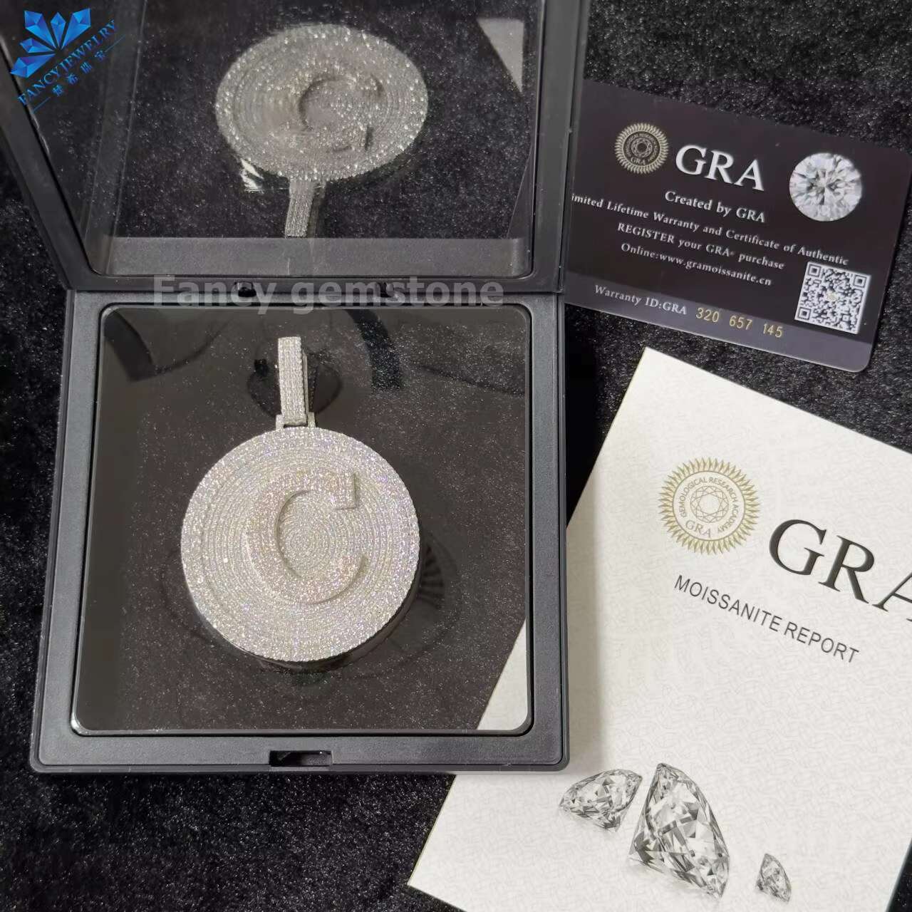 Moissanite Pendant S925 Pass Diamond Tester Iced Out Vvs Diamonds Pendant with Tennis Chain Letter Cluster Hip Hop Jewelry