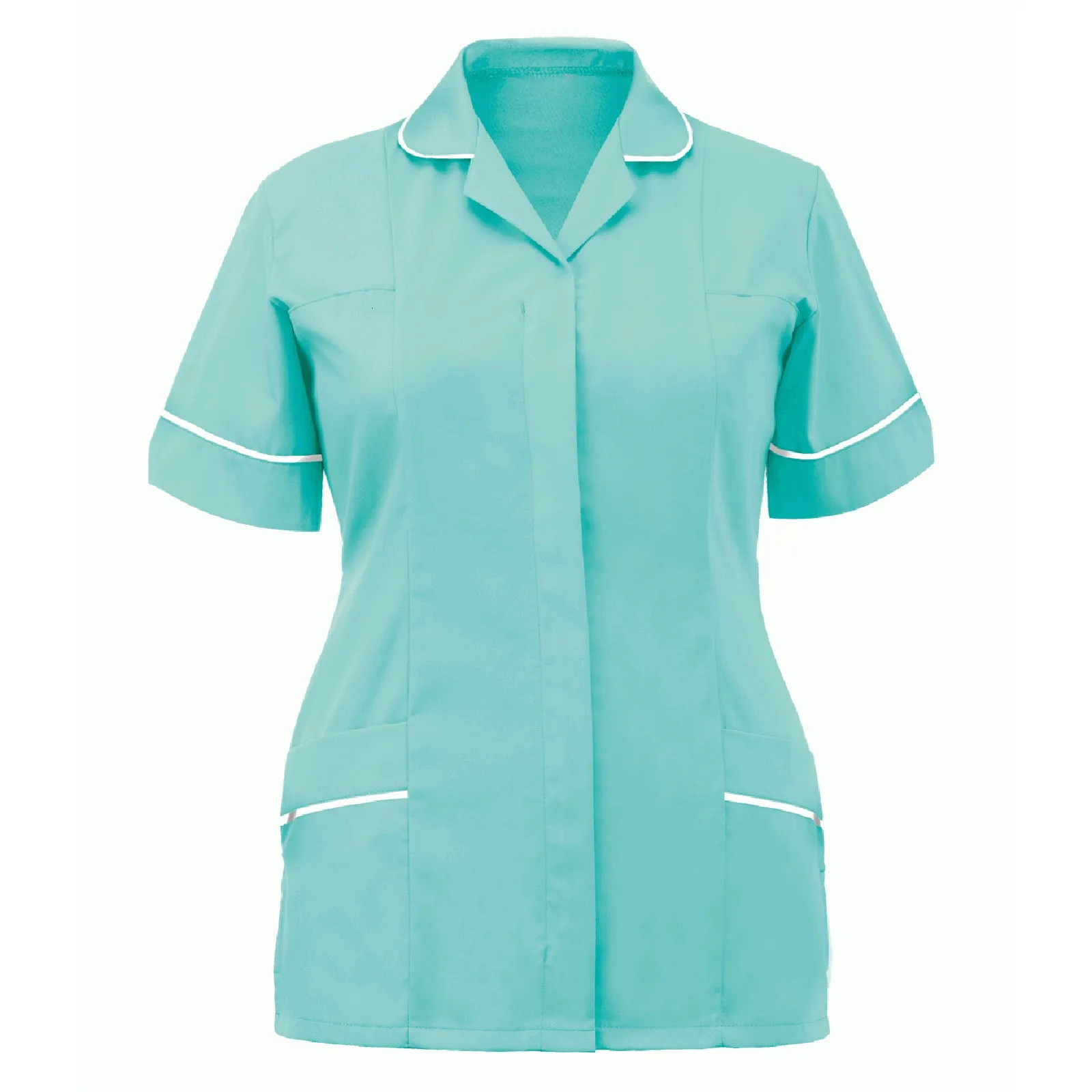 Women Nurses Tunic Uniform Clinic Carer Lapel Protective Clothing Tops Summer Ladies Plus Size Sexy Scrub Work Nurse Uniform 250415