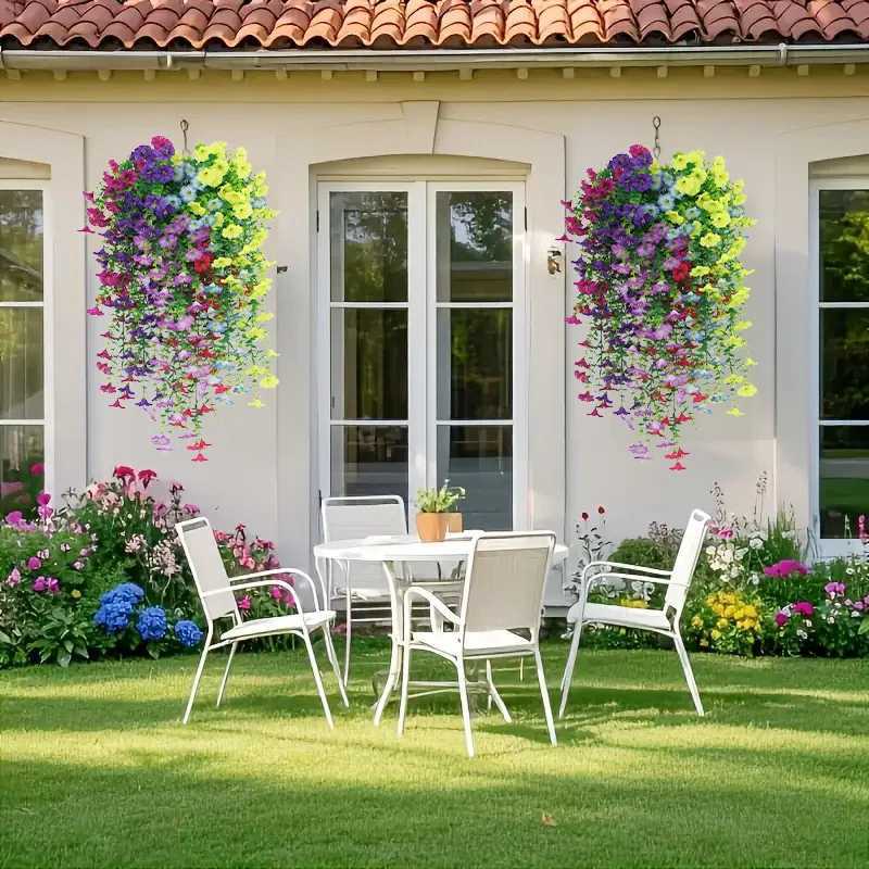 Artificial Flower New Artificial Hanging Flowers and Plants Easter Decoration 2025 UV-resistant and Realistic Room Decor WeddingM251115