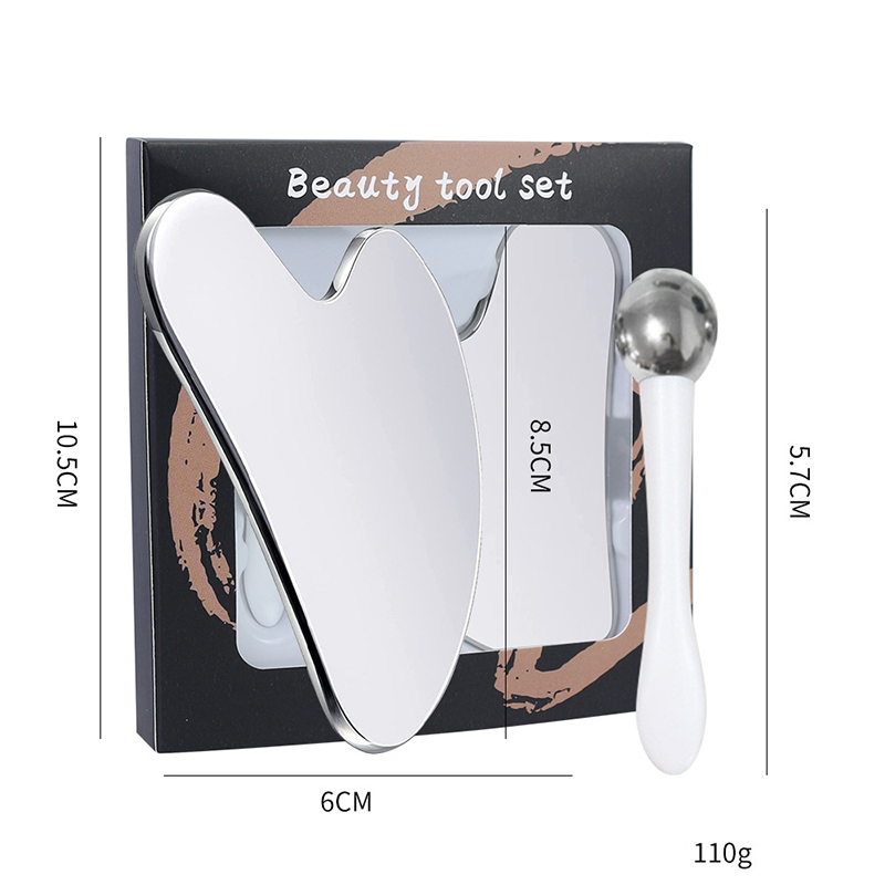 Facial Beauty Tool Set Heart-Shaped 304 Stainless Steel Gua Sha Board LM-Style Eye Cream Massager