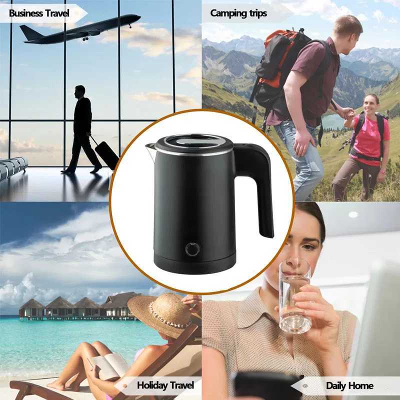 500ML Stainless Steel Portable Water Boiler Pot For Hotel Family Trip Kitchen Smart Kettle Pot Travel Electric Kettle Tea Coffee Y251114