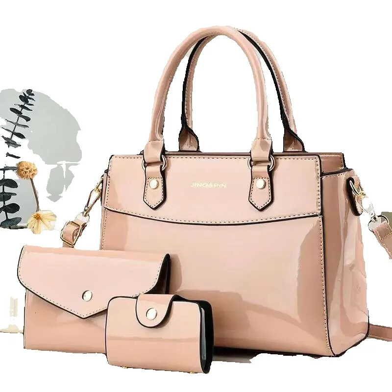2025 New Outdoor Style Luxury Free Delivery Designer Bag 3-piece Shiny Leather Designer Women's Crossbody Wallet Shoulder Travel Shopping Handbag