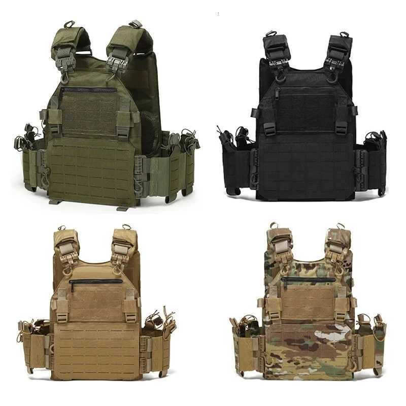New Combat Vest 6094 Quick Release Lightweight Laser Cut Tactical Vest Black Gear Carry Hunting Tactical Vests XJ250730XJ251114