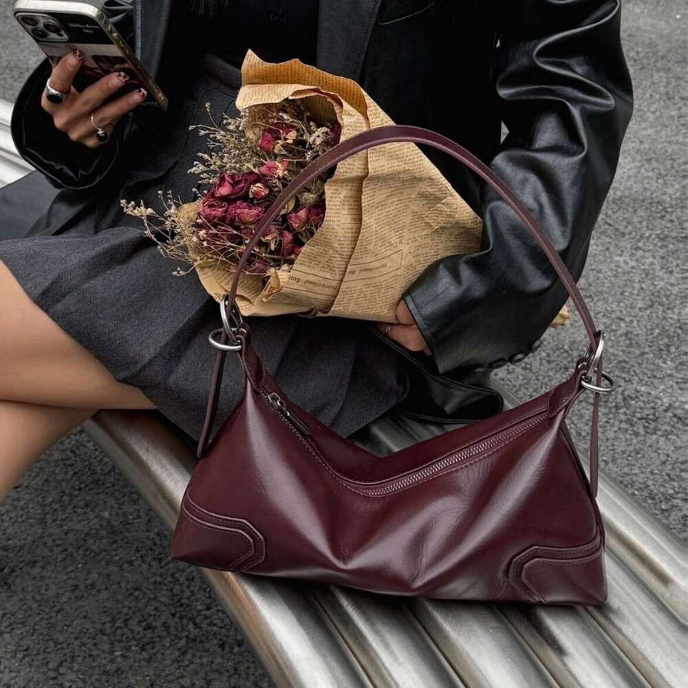 Mm Women's Bags Spring/Summer New Top Single Armrest Order Genuine Leather Cross Shoulder Female Niche Design High End Sensation Bag