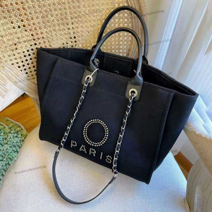 New Designer large deauville tote Beach Bags handbag purse Shop travel Shoulder CC Bag Womens mens pearl gold chain duffle fashion crossbody summer clutch bag