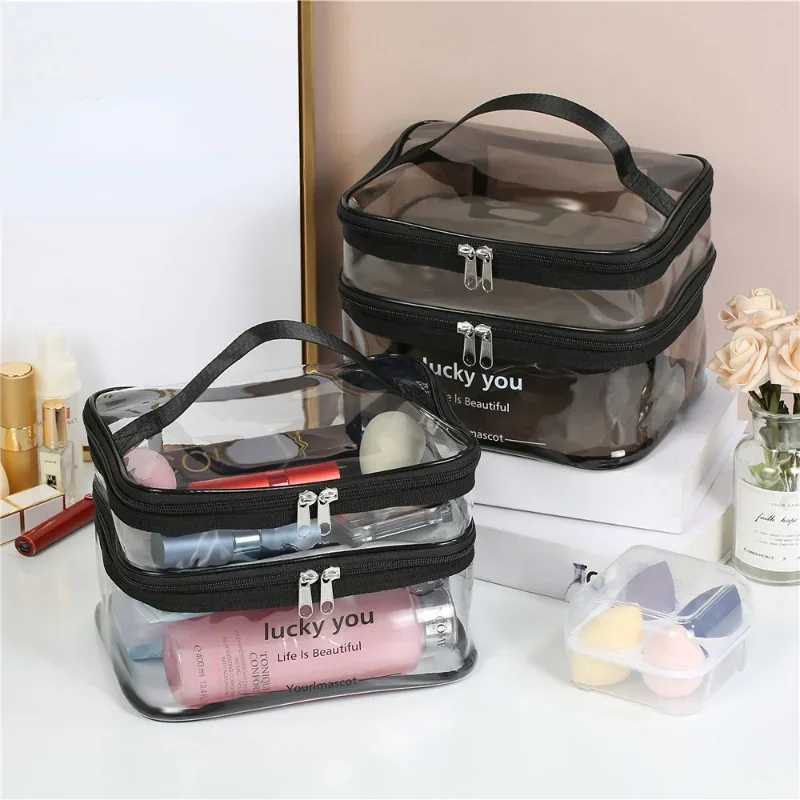 Waterproof transparent PVC bathroom makeup bag womens makeup bag travel zipper makeup beauty W organizer toilet storage kitXJ250415