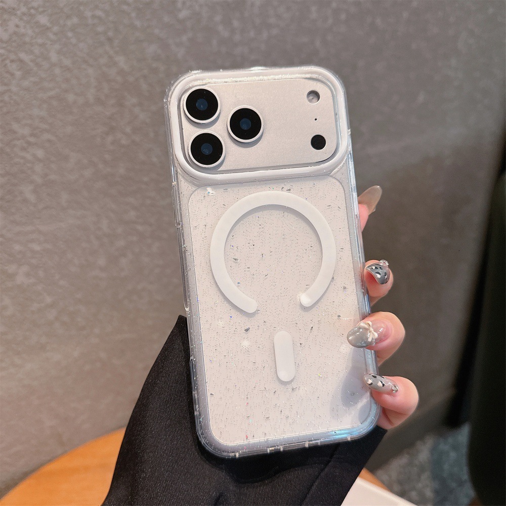 Magnetic Solid Color Phone Case Suitable for iPhone 17 Pro Max Transparent Anti-fall iPhone 16/15 Pro