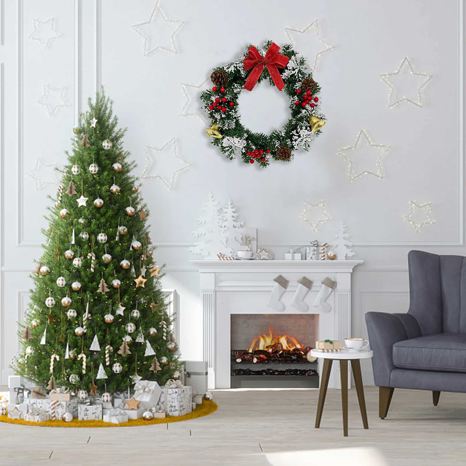 20-40CM Christmas Decorations Christmas Wreath Winter Hanging Front Door Window Wreath for Xmas Tree Garland Holiday WallM251115