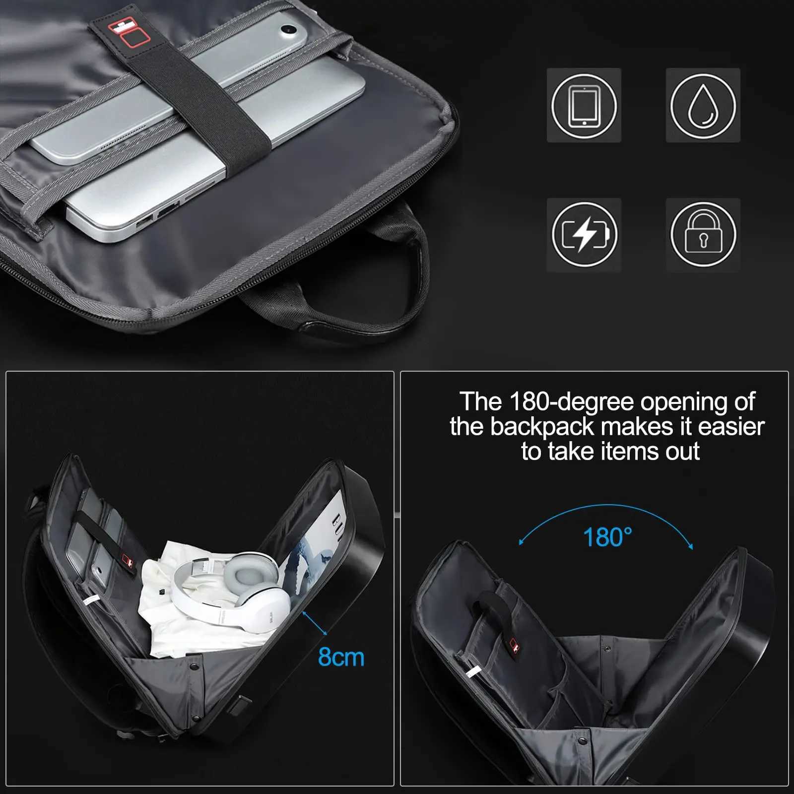 Mens 156 Laptop Hard Shell Backpack Waterproof Anti-theft Expandable TSA Lock Gaming Pack Luxury Business Backpack USB ChargeW251114