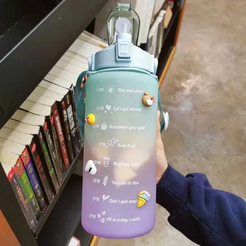 2 Liter Water Bottle Motivational Sport Water Bottle Leakproof Bottles Drinking Outdoor Travel Gym Fitness Jugs For Kitchen CupsW251114