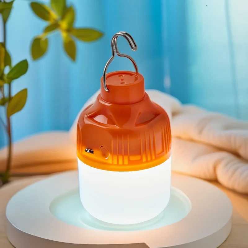 2pcs Camping Light USB Rechargeable LED Emergency Lamp Outdoor Portable Lanterns with Hook for BBQ Tents Battery Bulb M251115