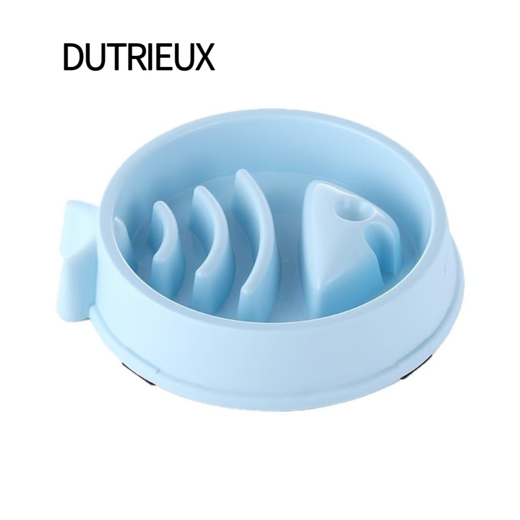 H1438 Affordable double pet bowl, one-piece plastic food bowl, non-slip design, suitable for both eating and drinking, perfect for cats and dogs.